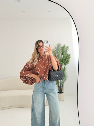 Blusa Butterfly a pois ruggine