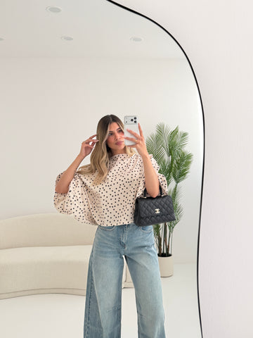 Blusa Butterfly a pois avorio