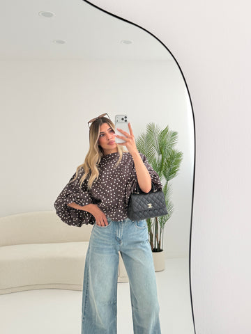 Blusa Butterfly a pois brown