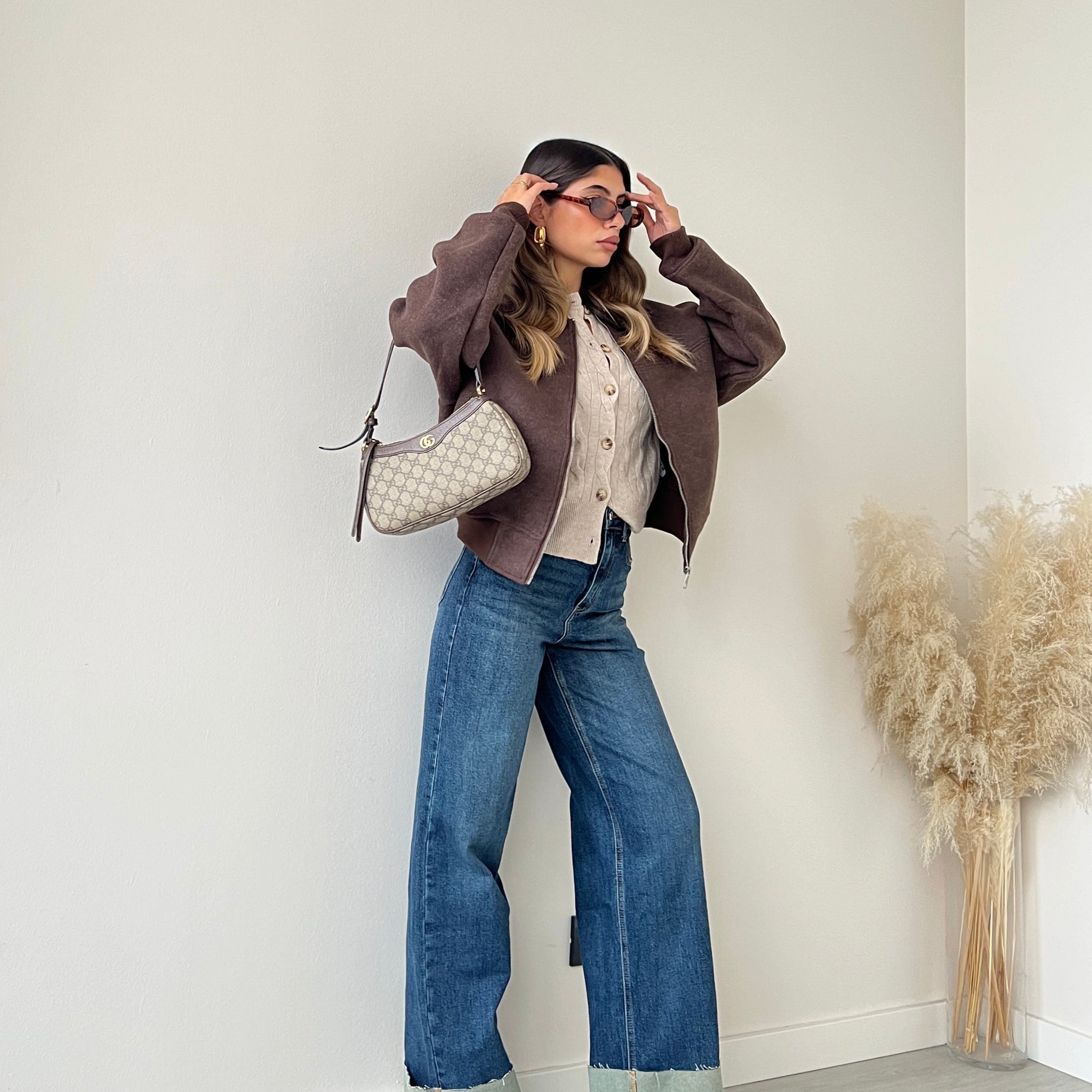 Bomber York con polsini marrone