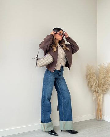 Bomber York con polsini marrone