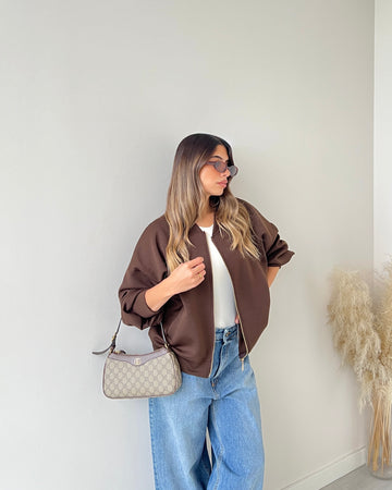 Felpa stile bomber caffè