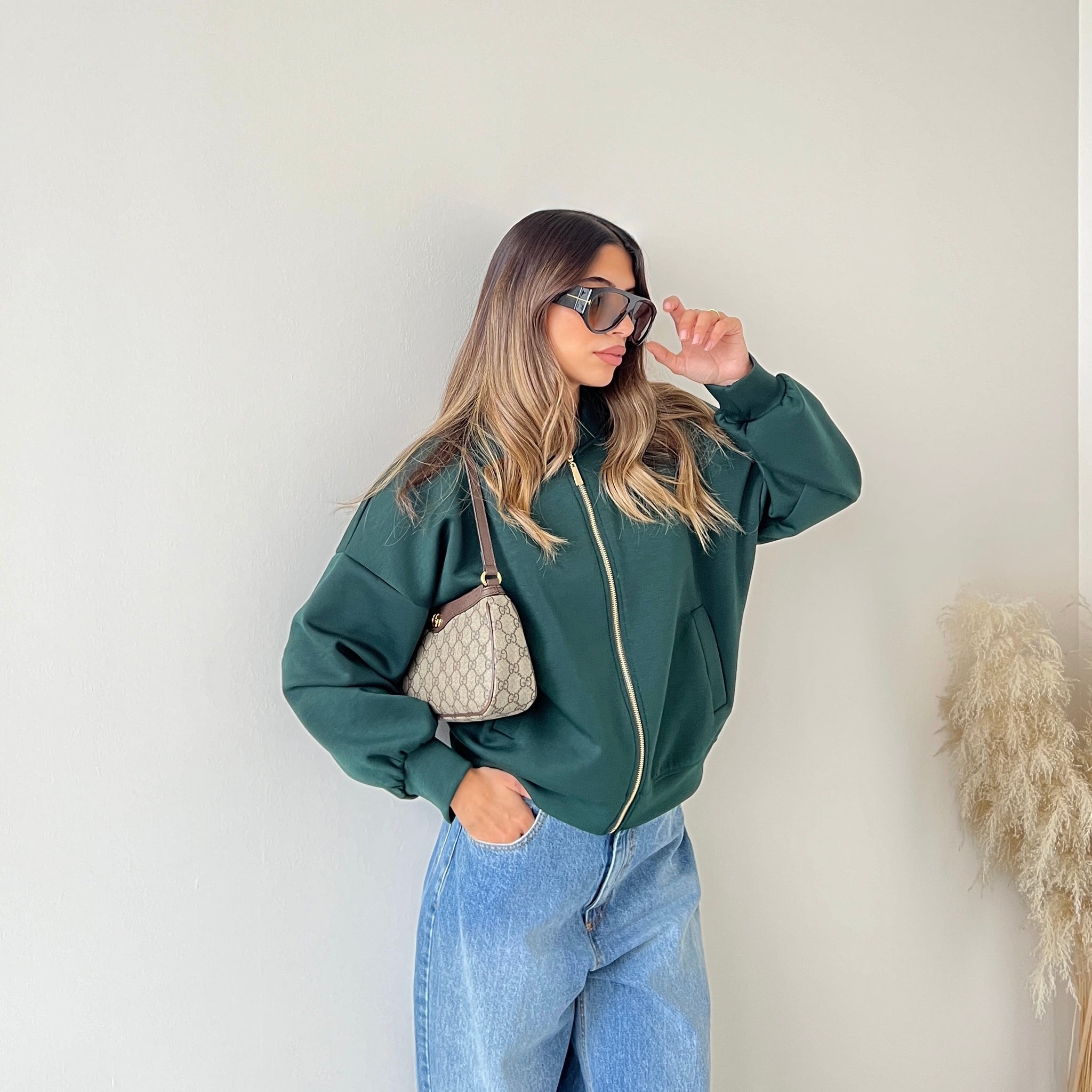 Felpa stile bomber verde