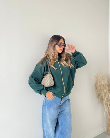 Felpa stile bomber verde