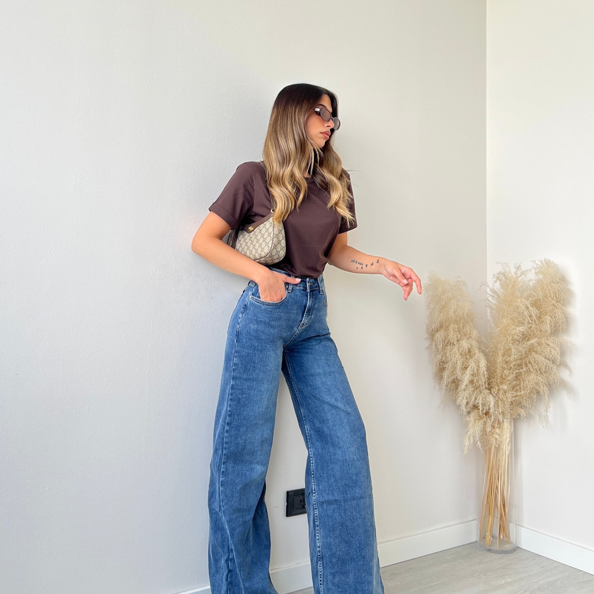 Jeans vita alta lungo basic K872