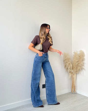 Jeans vita alta lungo basic K872