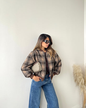 Bomberino in tartan beige