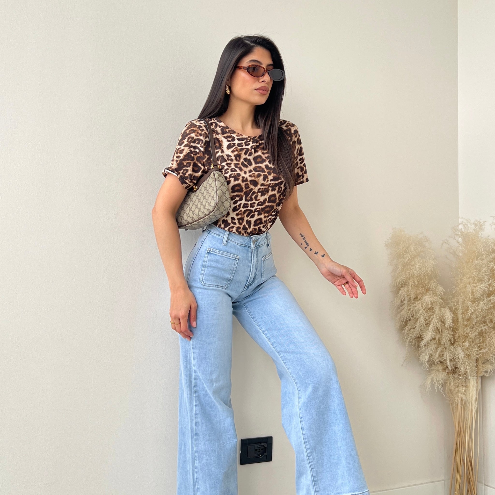 Jeans palazzo con tasche 2331