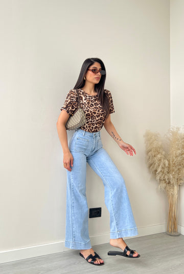Jeans palazzo con tasche 2331