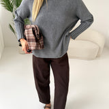 Pullover semplice a collo alto grey