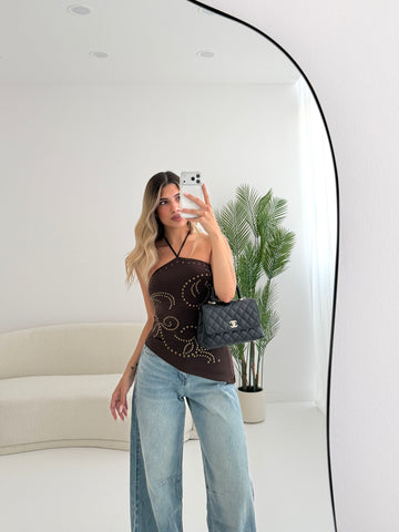 Top borchie obliquo brown