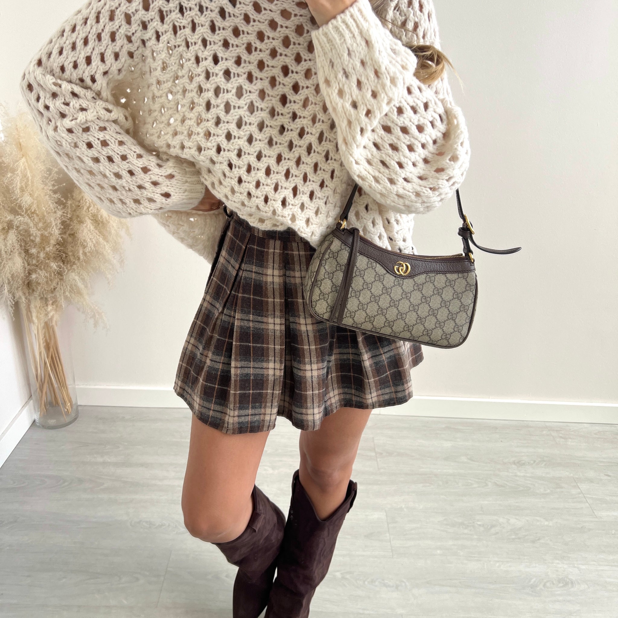 Gonna a balze tartan con cintura