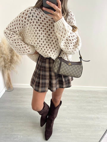 Gonna a balze tartan con cintura