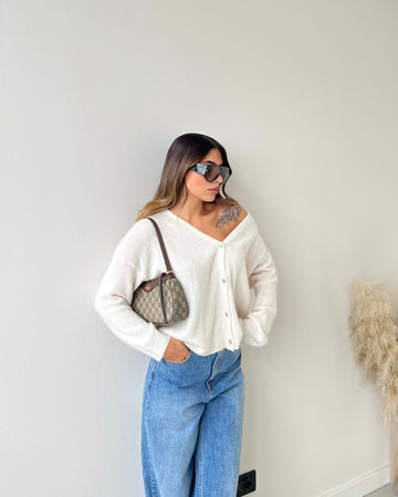 Pullover Florence con bottoni burro