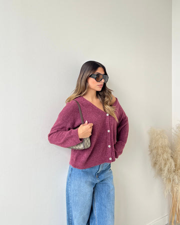 Pullover Florence con bottoni magenta
