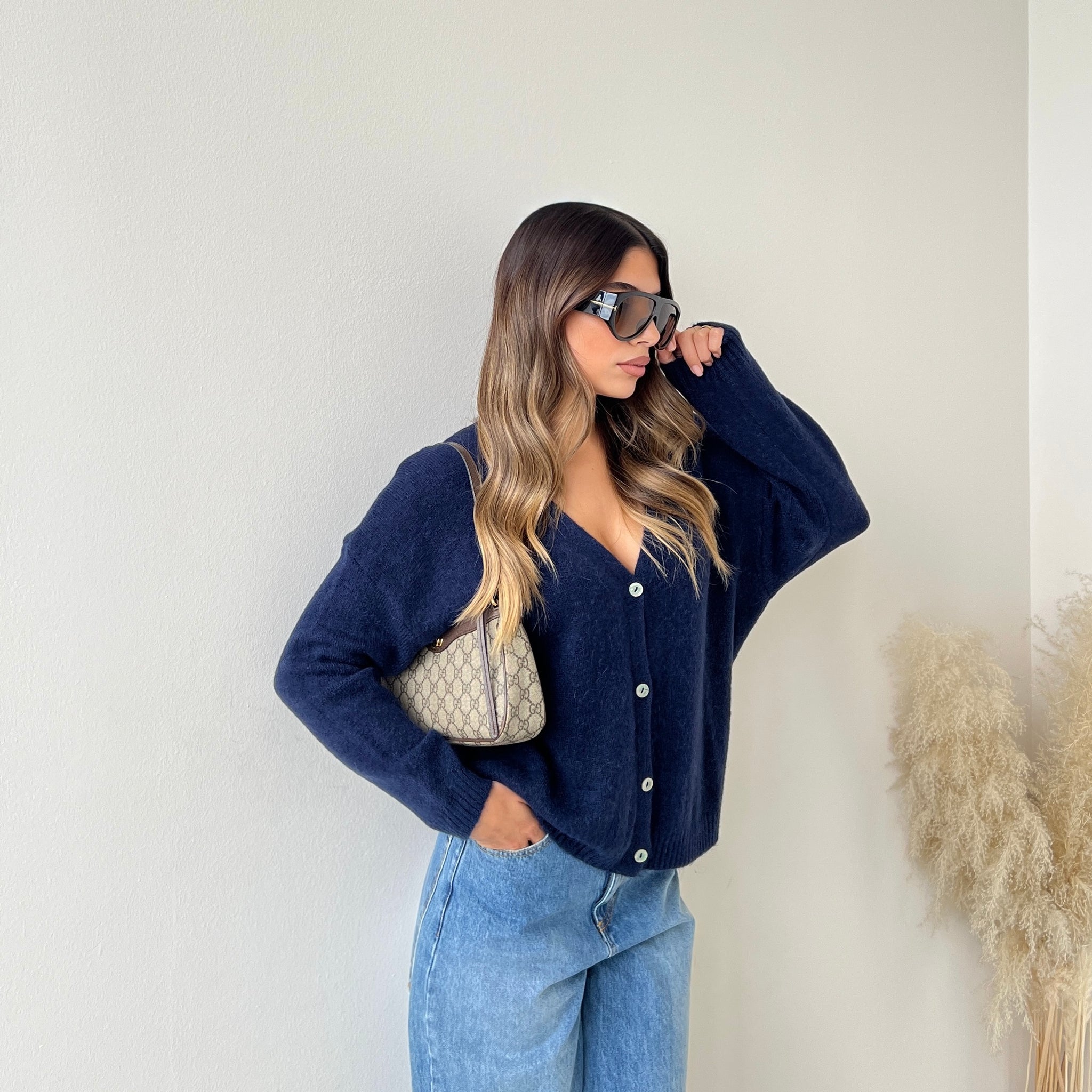 Pullover Florence con bottoni blu