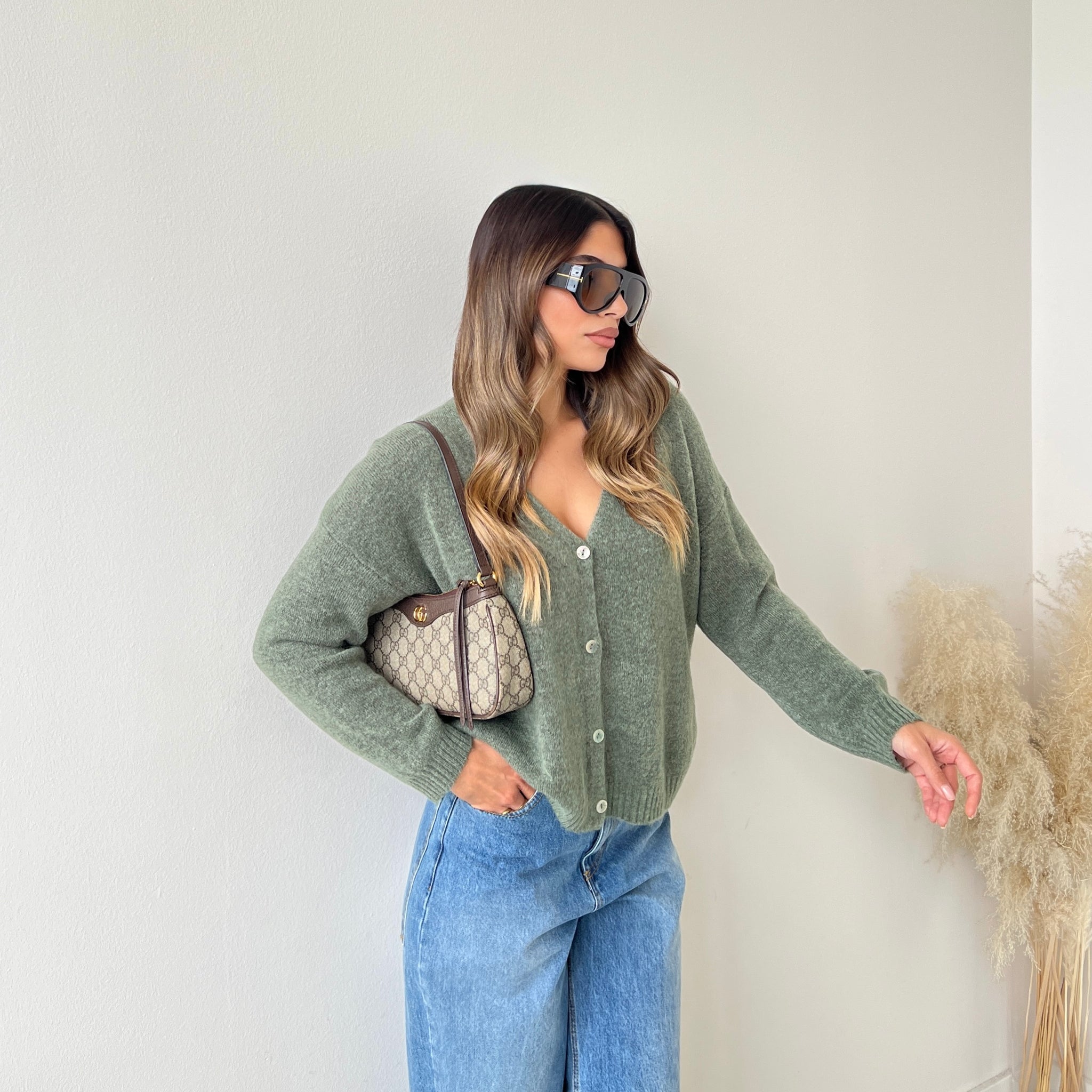 Pullover Florence con bottoni pistacchio
