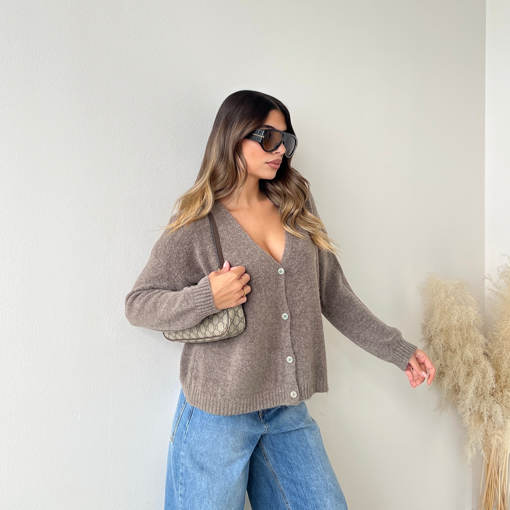 Pullover Florence con bottoni tortora