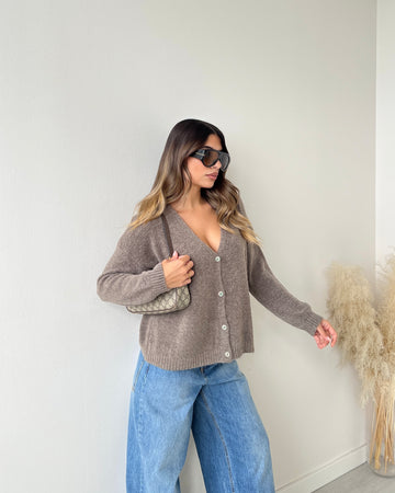 Pullover Florence con bottoni tortora