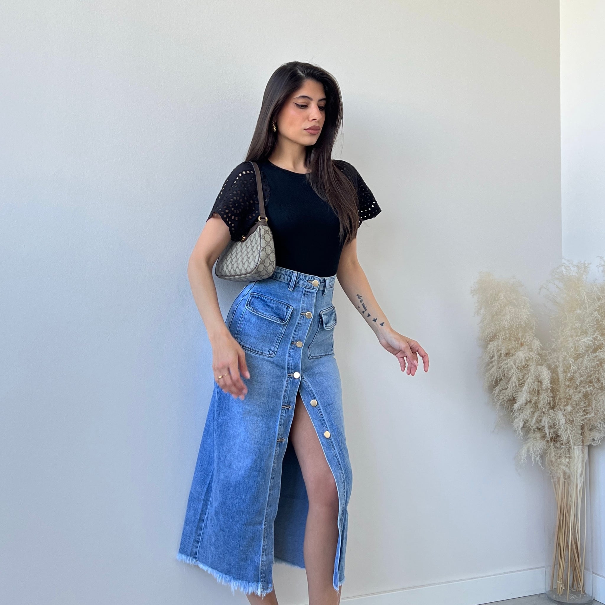 Gonna in jeans con bottoni SJ1515