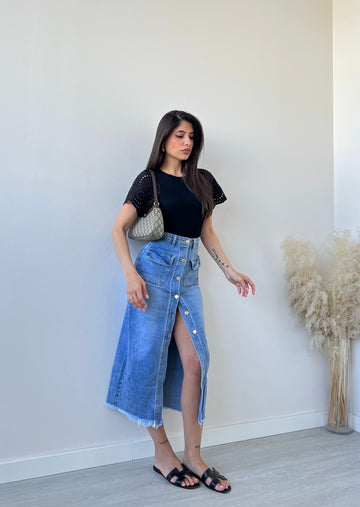 Gonna in jeans con bottoni SJ1515
