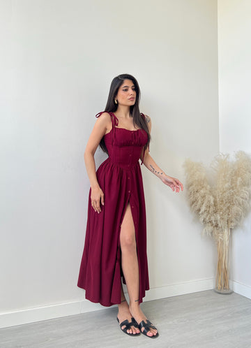 Abito Calliope con coppe bordeaux
