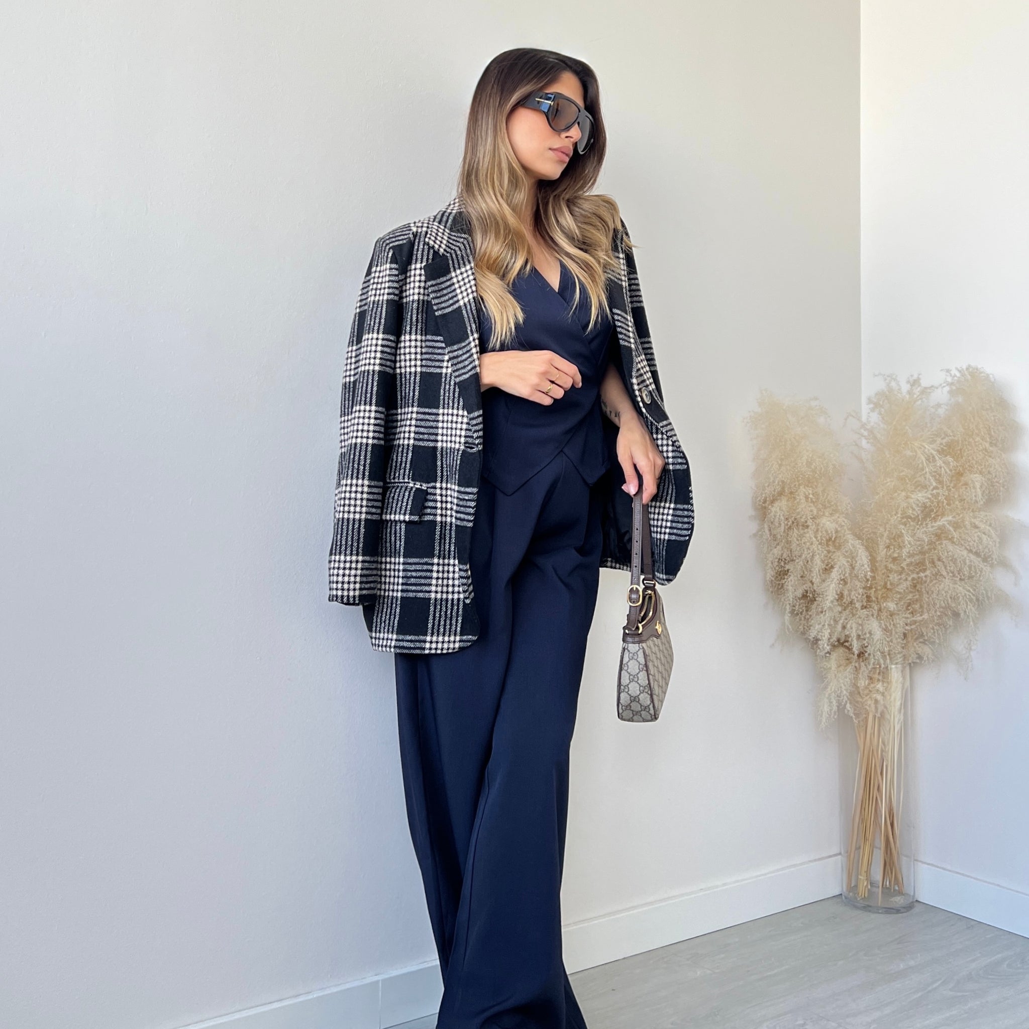 Set Gilet portafoglio + pantalone blu navy
