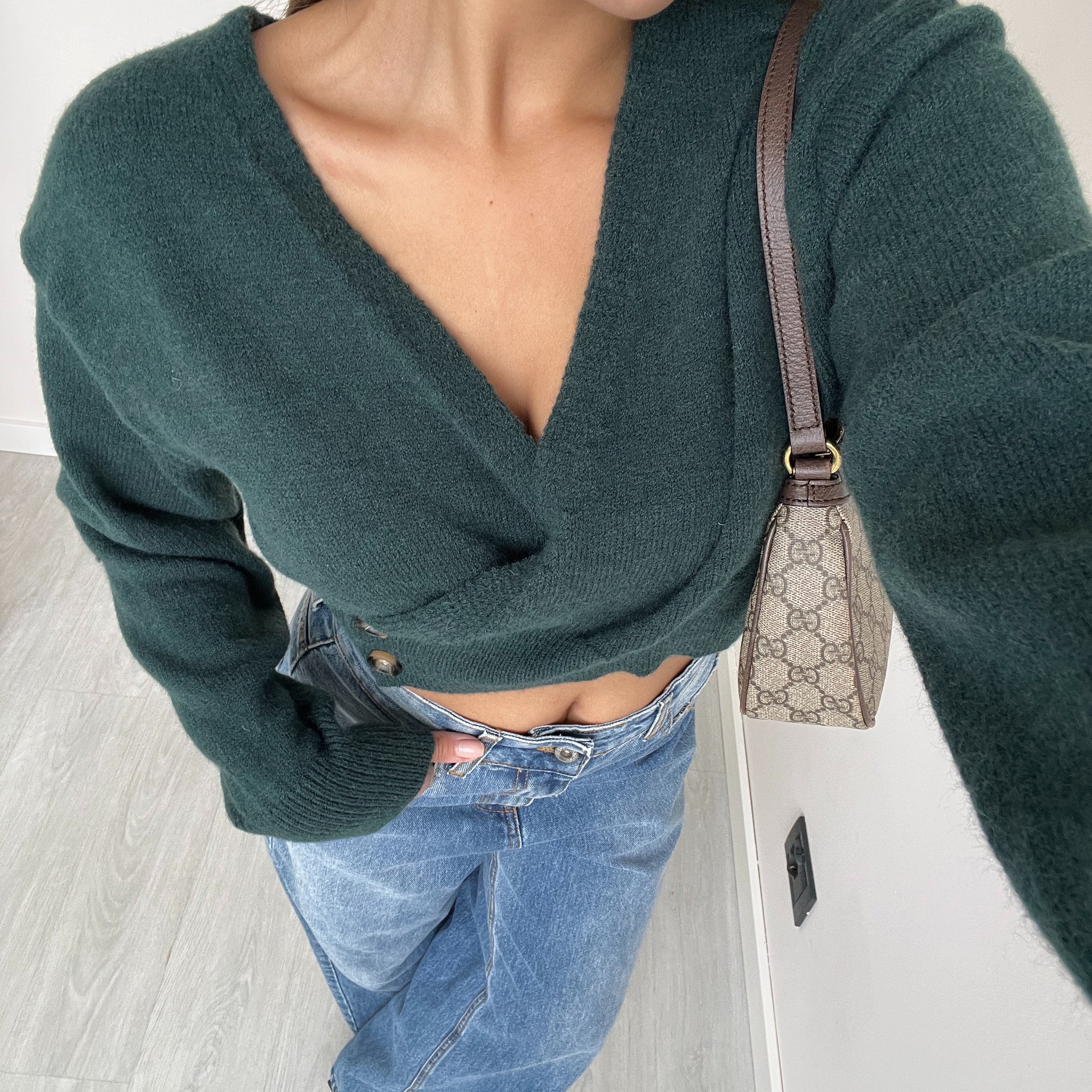 Top in maglia misto lana verde