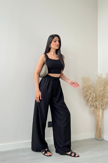 Pantalone con elastico a palazzo nero