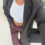 Pantalone ecopelle a palazzo burgundy