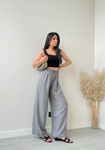 Pantalone con elastico a palazzo grey