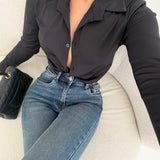 Body a camicia con bottoni nero