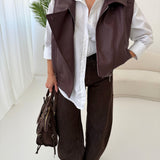 Chiodo gilet in simil pelle burgundy