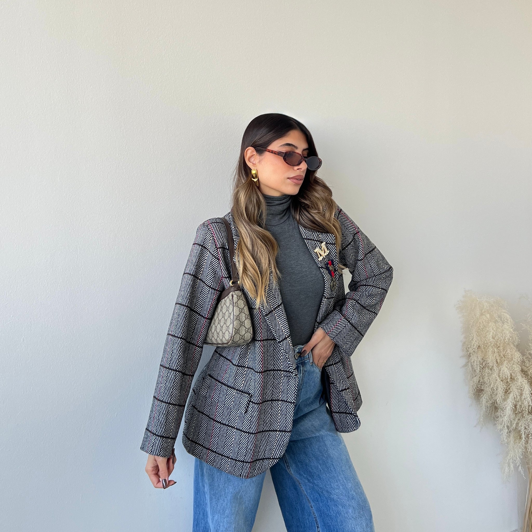 Giacca Marshall con righe rosse in tessuto pesante