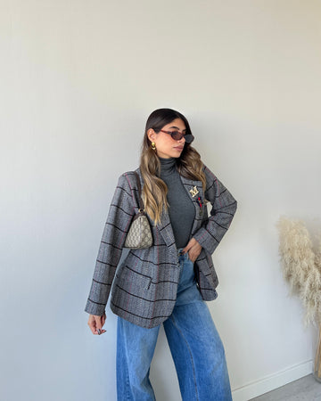 Giacca Marshall con righe rosse in tessuto pesante