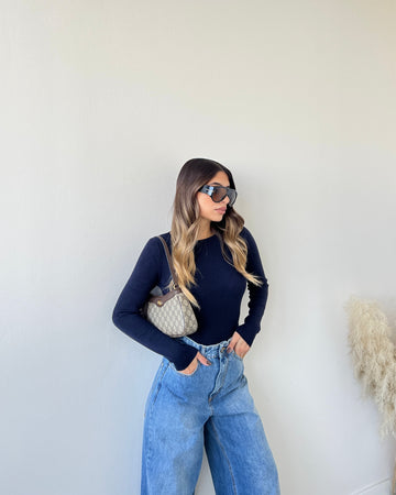 Maglia misto cashmere blu navy