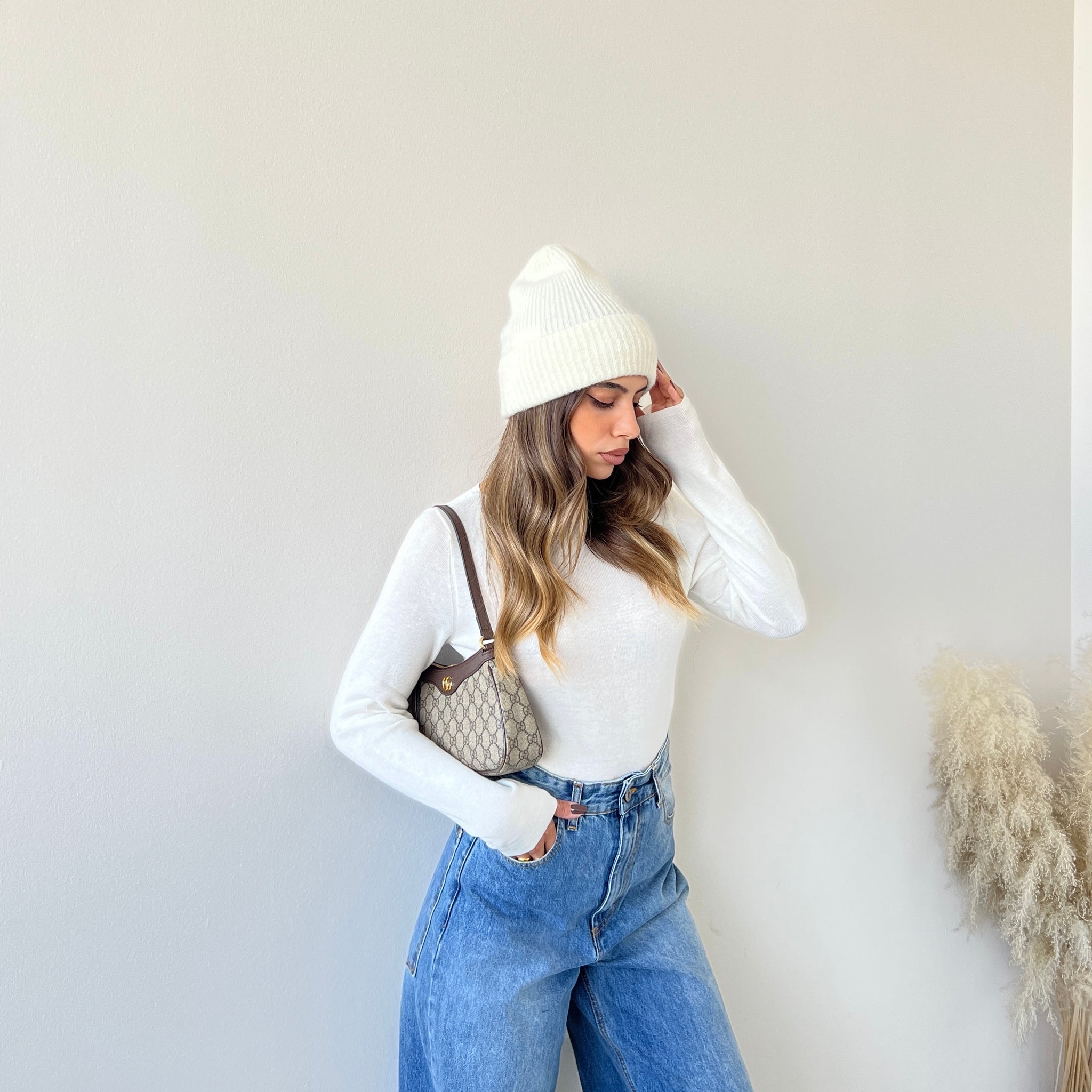 Maglia misto cashmere panna