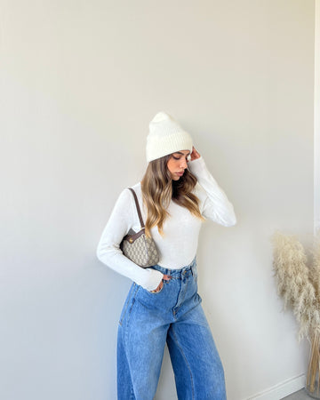 Maglia misto cashmere panna