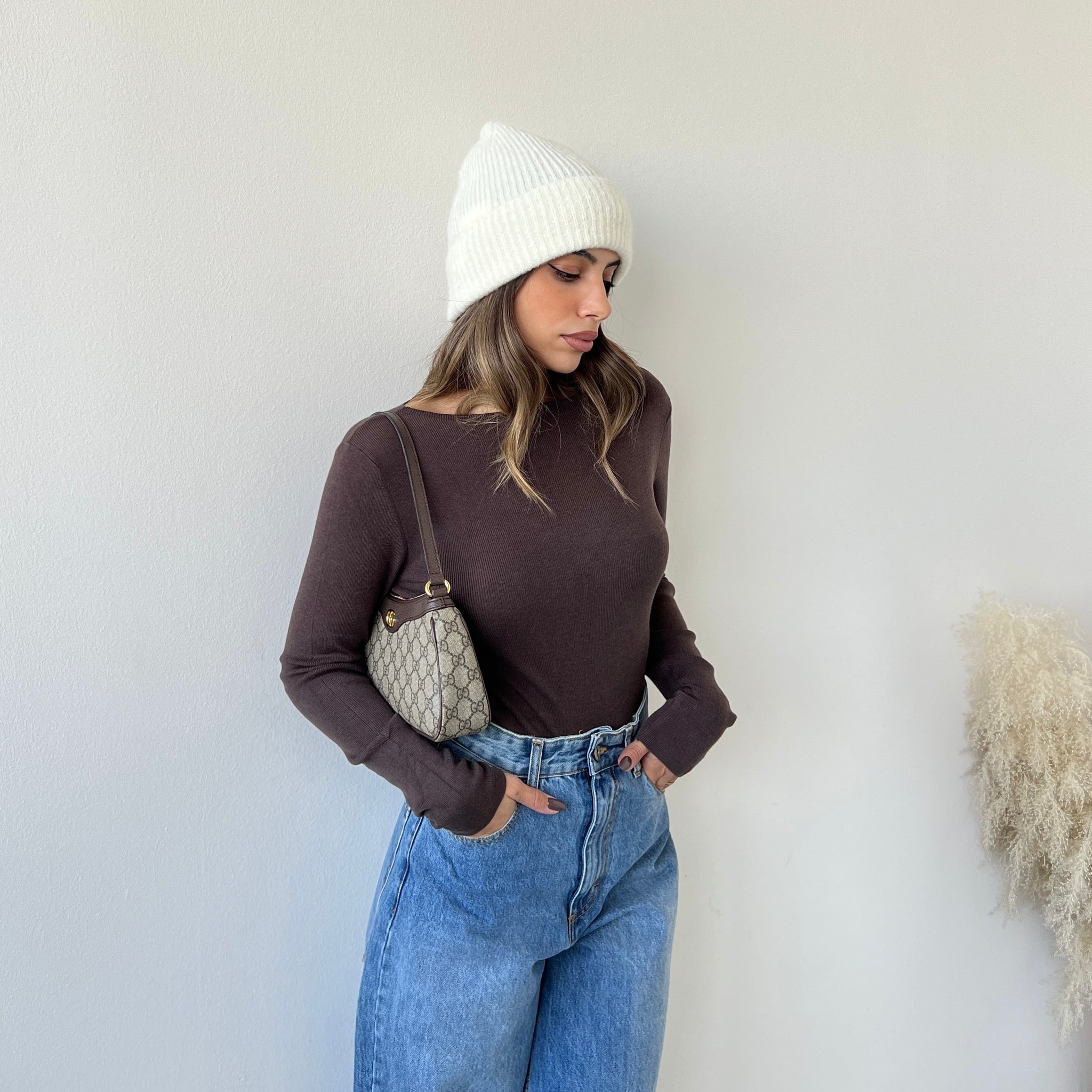 Maglia misto cashmere caffè