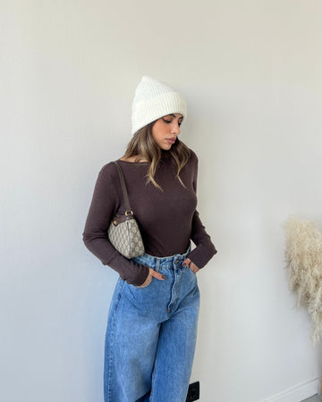 Maglia misto cashmere caffè