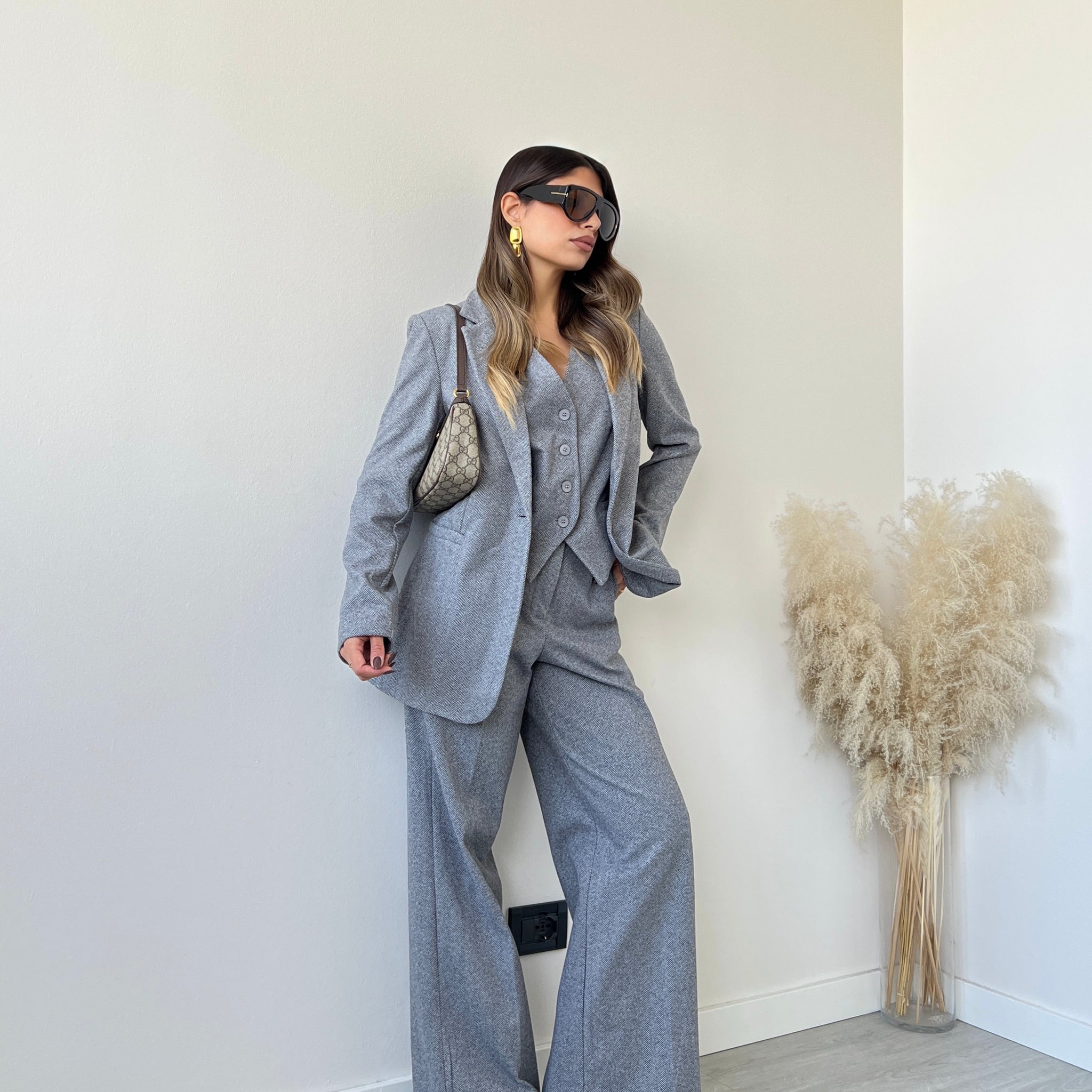 Pantalone spigato grey