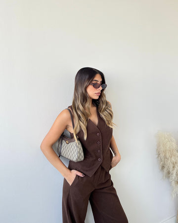 Gilet spigato caffè