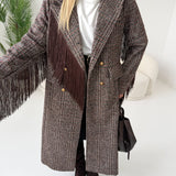 Cappotto Premium in misto lana con frange brown
