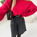 Pullover Joy a righe fucsia e rosso
