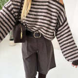 Pullover Joy a righe brown e fango