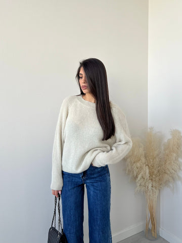 Pullover in calda lana beige