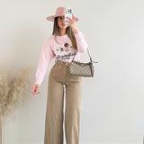 Jeans palazzo a vita alta fango 5002-7
