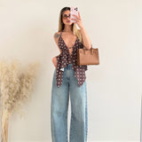 Top Summer a pois brown