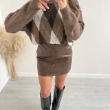 Gonna simil pelle con zip laterale brown
