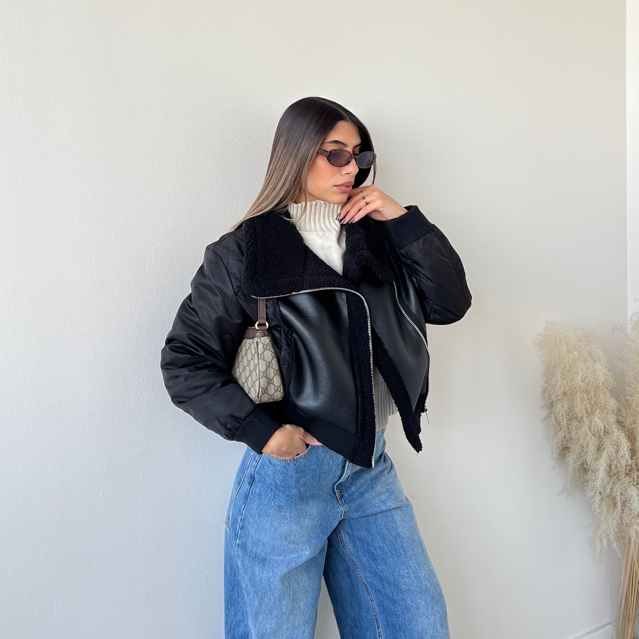 Bomber montone nero